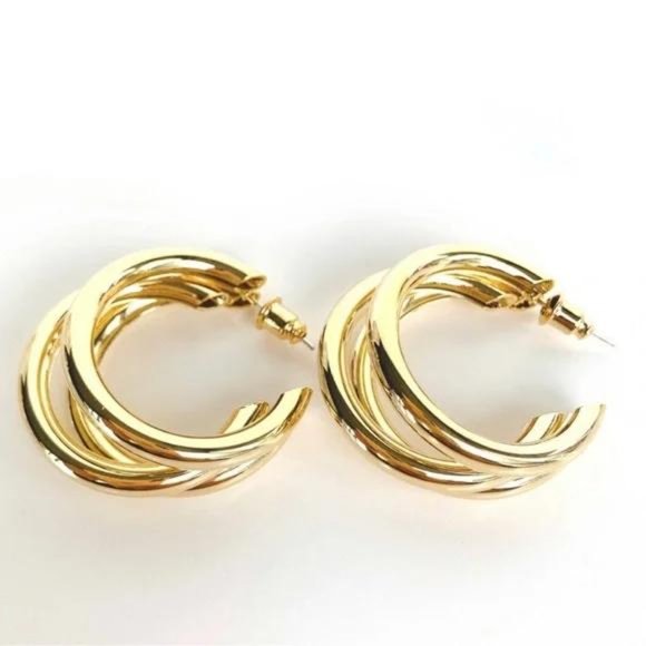 NEW CHUNKY 18K GOLD HOOP EARRINGS, NICE EARRINGS, CUTE EARRINGS. - Picture 6 of 6